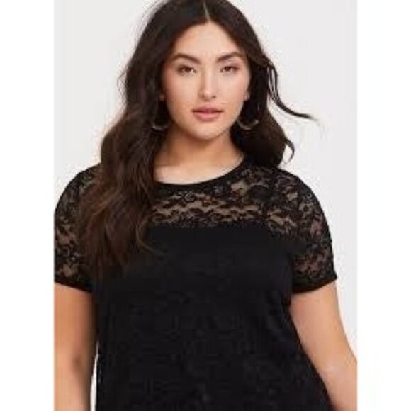 Torrid Unlined Black Lace Crew Tee 3 - Picture 7 of 8